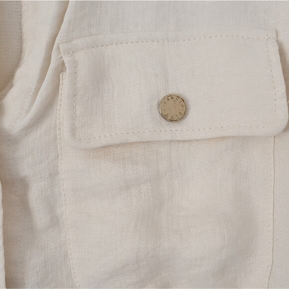 NWT Sandro Long-Sleeve Ivory/Ecru Linen Blend Utility Jumpsuit, size 42 / US 10 - Picture 6 of 16